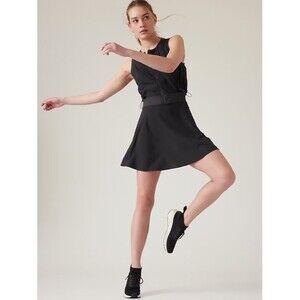 Athleta Venture Out Black Sleeveless Dress Built in Shorts Womens Size 6